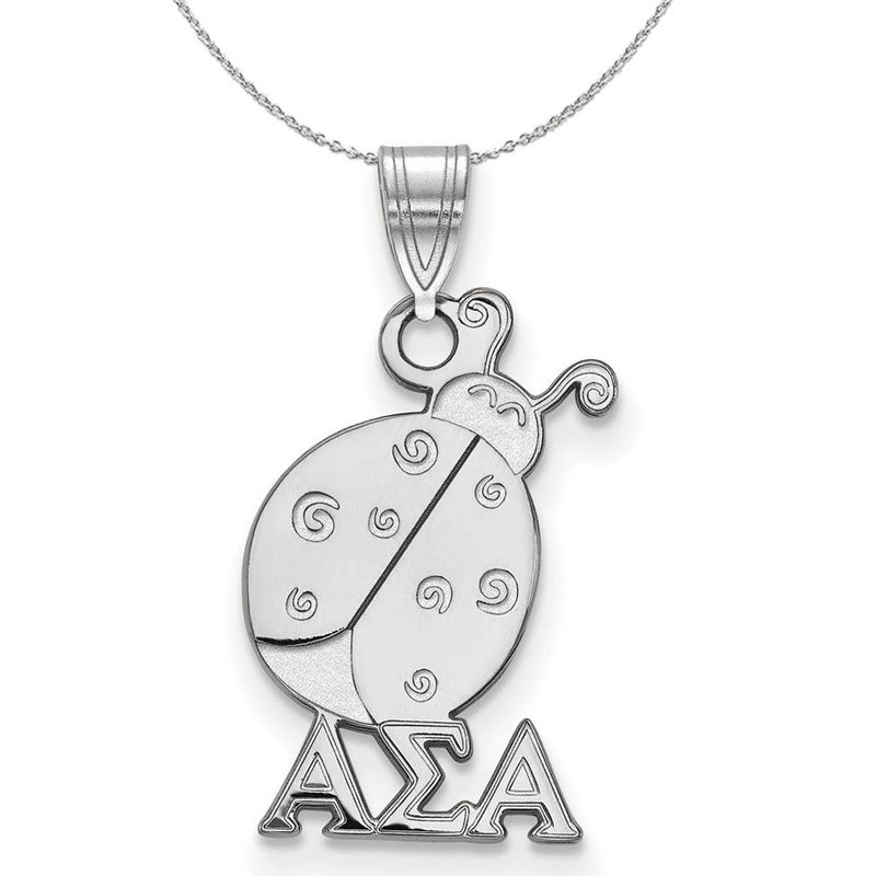 Sterling Silver Alpha Sigma Alpha Small Pendant Necklace - 24 Inch